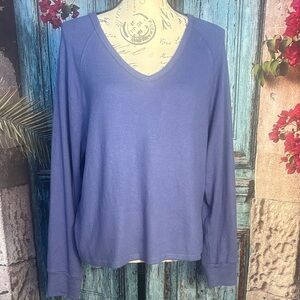 Double Zero V neck purple top, size medium, good condition